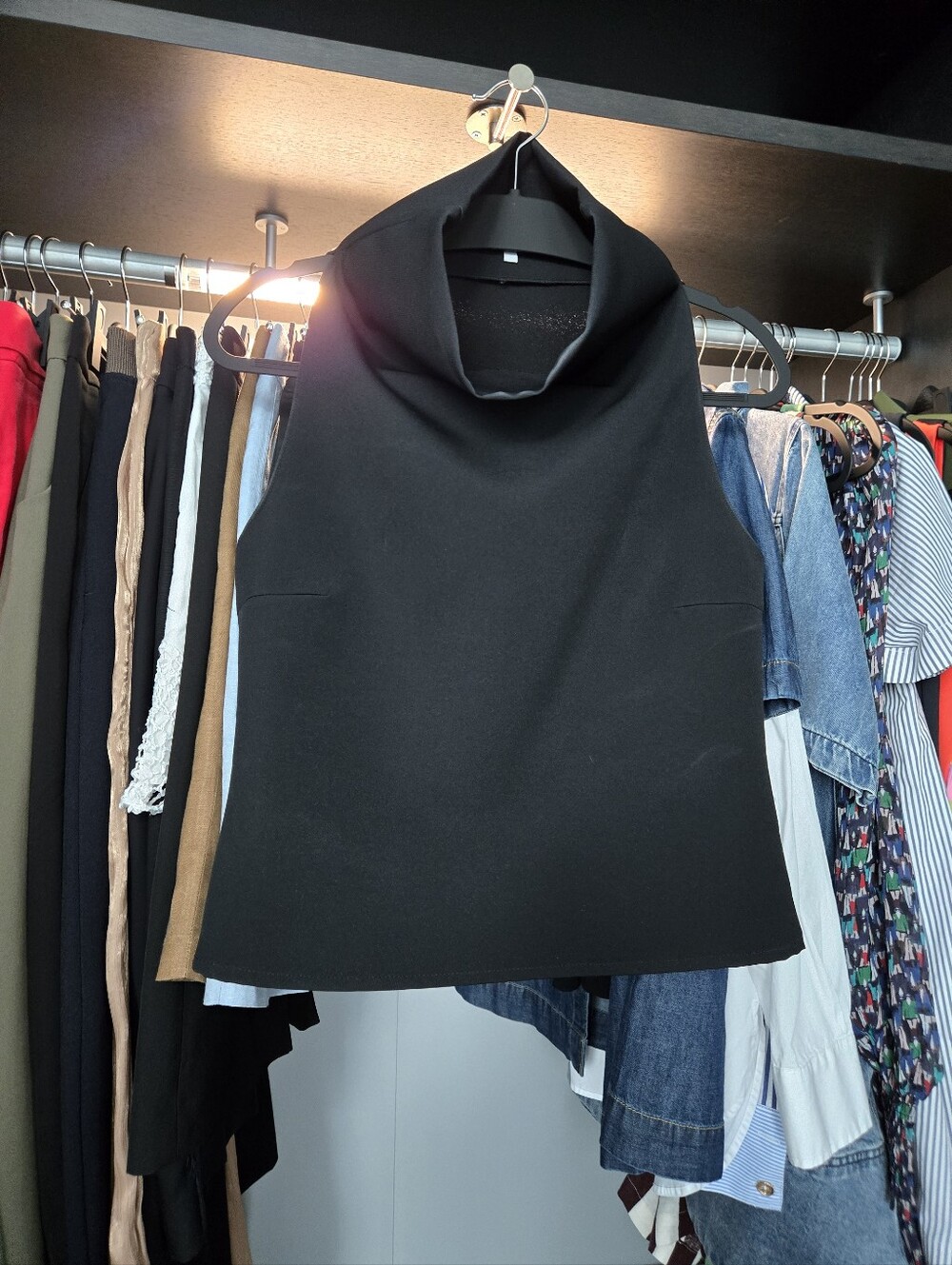 Zara Black Sleeveless Cowl Neck Top